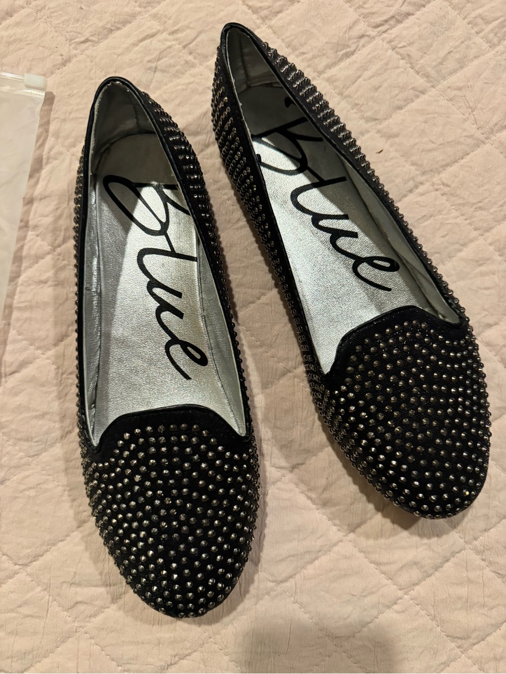Studded Black Slip-On Flats with Metallic Accents